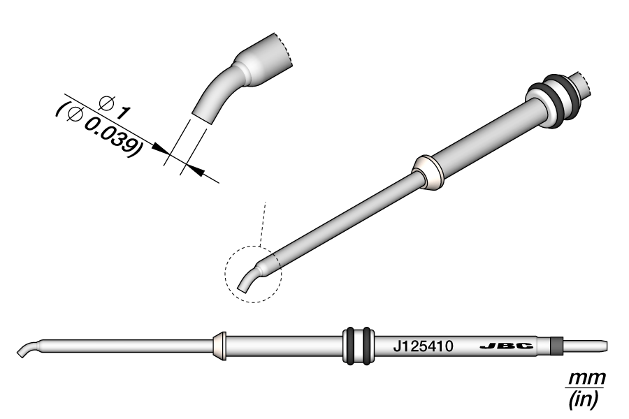 J125410 - Bent Cartridge Ø 1 mm 45º